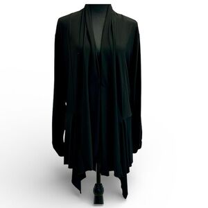 Sympli black open front long sleeve asymmetrical cardigan sweater Sz 10